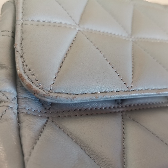 Michael Kors Light Blue Quilted Crinkle Chain Straps Satchel Bag - Picture 8 of 12